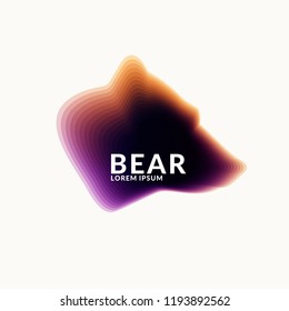 Illustration of a bear head on a light background. Vector emblem for design.