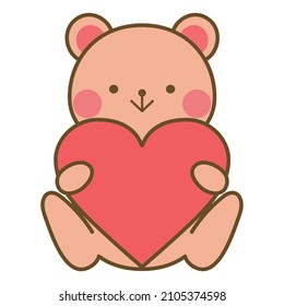 Illustration of a bear holding a heart