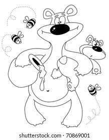 illustration of a bear with the kid outlined
