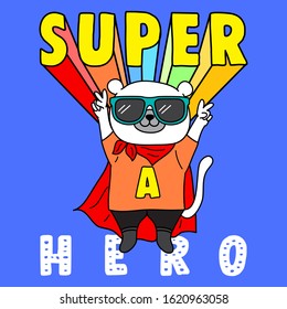 Illustration Bear Like Super Hero Slogan Stock Vector (Royalty Free ...