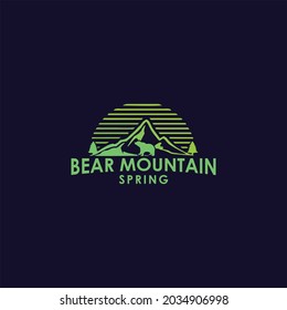 illustration bear logos panda icon vector design mountain panorama view hills vintage retro adventure moon sun forest tree pine polar sport zoo nature spring winter snow blue conservation wildlife 