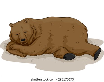 Illustration Of A Bear In The Middle Of Hibernation