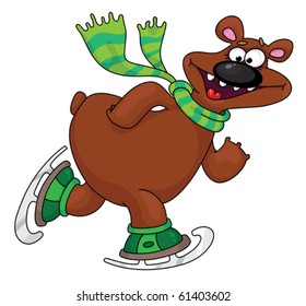 Illustration of a bear on ice skates