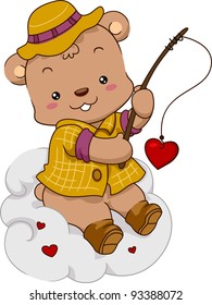 Illustration of a Bear Out Fishing