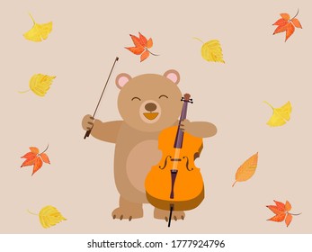 Ilustración de oso tocando cello.