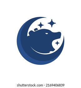 illustration of bear roaring and a crescent.