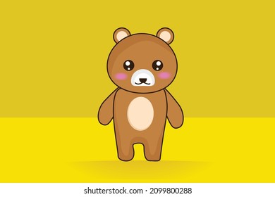illustration of a bear sad cute character