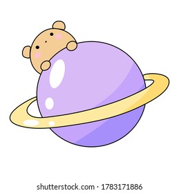 Illustration of bear with saturn
