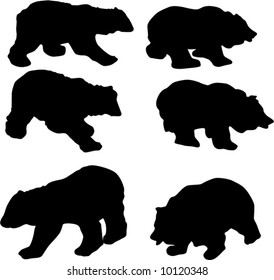 illustration with bear silhouettes isolated on white background