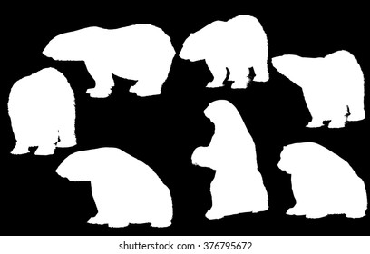 illustration with bear silhouettes isolated on black background