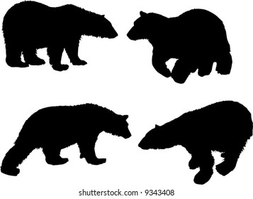 ilustración con siluetas de oso aisladas en fondo blanco