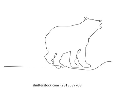 Illustration eines Bären im Einzeilenstil, kontinuierliche Linie.