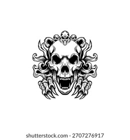 illustration of a bear skull vector