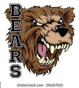 An illustration of a bear sports mascot head with the word bears