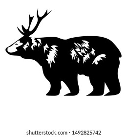 illustration of Bear, sticker,tshirt print, vector illustration