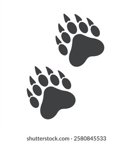 illustration of bear tracks, wild animal, vector art.