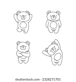 illustration, bear, vector, graphic, cartoon, print, concept, design, cute, art, teddy, funny, toy, character, doll, tee, style, slogan, fun, typography hand drawn doodle illustrations vector set