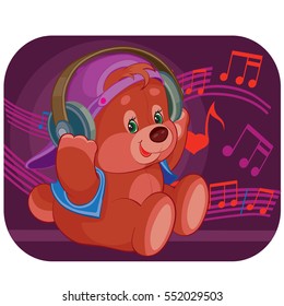 illustration of a bear who listens to music