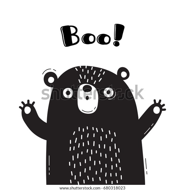 叫ぶ熊のイラスト ブー おかしなアバターのデザインには 歓迎のポスターとカード ベクター画像のかわいい動物 のベクター画像素材 ロイヤリティフリー