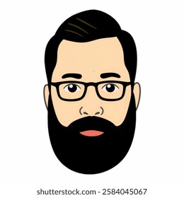 Illustration of a Bearded Man’s Face, Ideal for Character Design, Portraits, and Masculine Themes A detailed illustration of a bearded man’s face, exuding wisdom, ruggedness, and personality