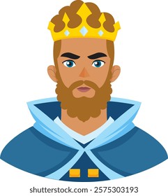 Illustration of a bearded king in royal attire