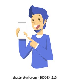 illustration of a bearded man holding a smartphone