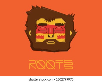 illustration of bearded man with paint on his face