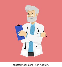 illustration of a bearded old doctor clipart