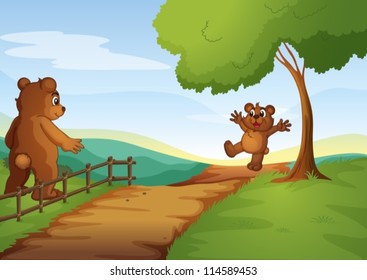 illustration of bears in a beautiful nature