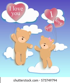 illustration with bears and hearts
