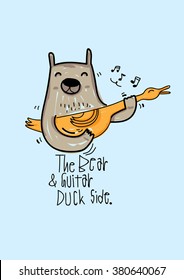 Illustration Bears play guitar so cute