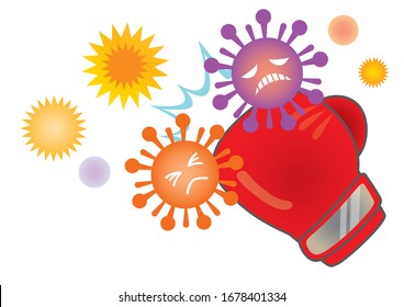 Illustration to beat the virus with a punch