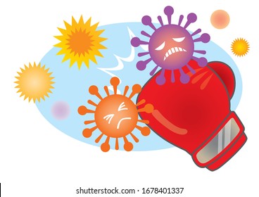 Illustration to beat the virus with a punch