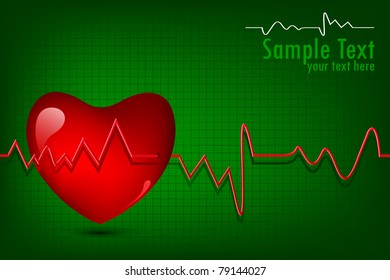 illustration of beating heart with wave frequency