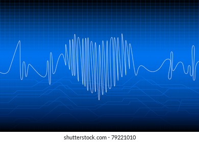 ilustración de latir el corazón con frecuencia de onda