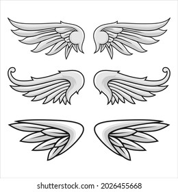 Illustration of a beautiful angel's wing shape, with good details in white, you can add a logo with the theme of an angel, love, affection, heaven, etc.