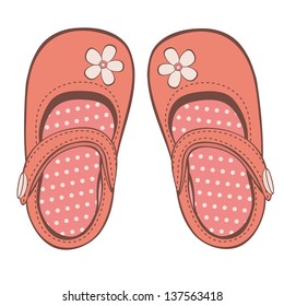 Illustration of beautiful baby girl shoes