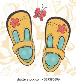 Illustration of beautiful baby girl shoes in vector format