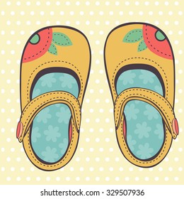 Illustration of beautiful baby girl shoes in vector format