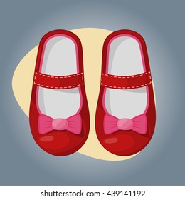 Illustration of beautiful baby girl shoes, colorful icon