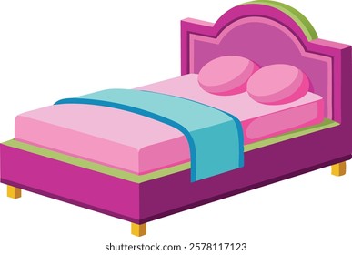 Illustration of beautiful  bed on white background