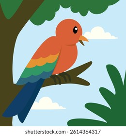 illustration of beautiful birds and blue sky