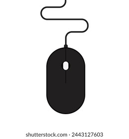 illustration of a beautiful black mouse. Wired and wireless mouse, computer mouse logo and icon