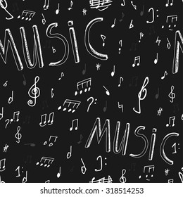 The illustration of beautiful black musical background with chalk handwriting. Sol-fa class blackboard. Totally vector fully scalable image with white handwritten text.