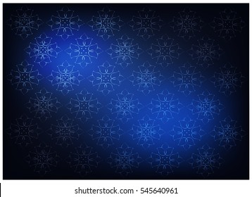 Illustration of Beautiful Blue Vintage Texture Wallpaper Background with Floral Pattern for Add Content or Picture.
