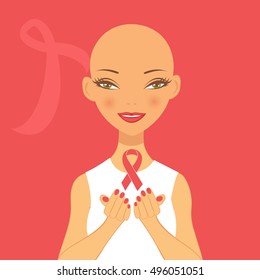 Illustration of beautiful breast cancer awareness woman