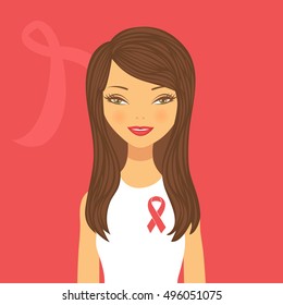 Illustration of beautiful breast cancer awareness woman