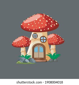 illustration of a beautiful bright fairy tale fantasy house on a gray background for games and fairy tales