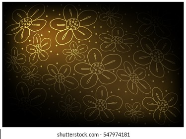 Illustration of Beautiful Brown Vintage Texture Wallpaper Background with Flower Pattern for Add Content or Picture.