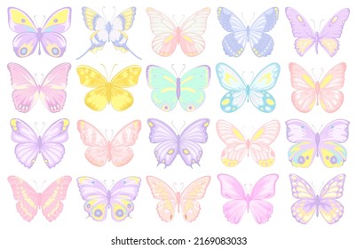 illustration Beautiful butterfly collection set for love wedding valentines day or arrangement invitation design greeting card.